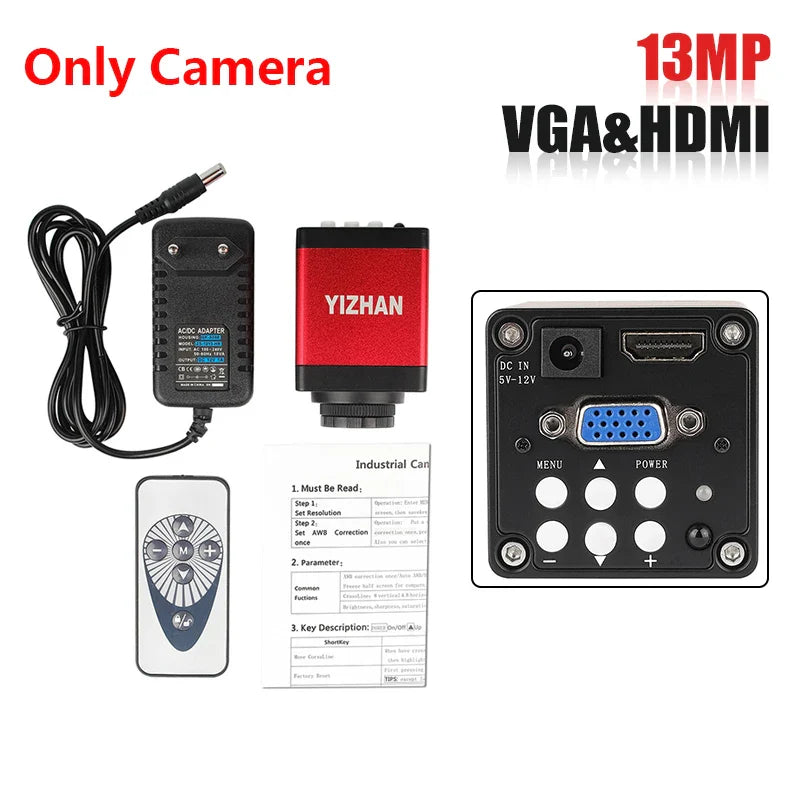 1080P 4K Digital Microscope — Full HD Industrial C-Mount Camera for PCB Welding & Mobile Phone Repair Stand
