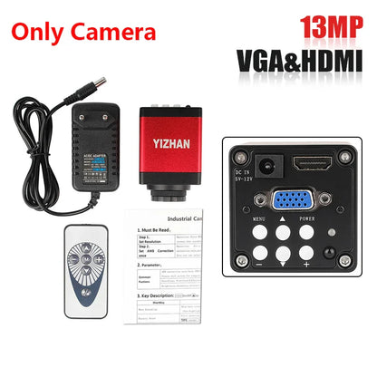 1080P 4K Digital Microscope — Full HD Industrial C-Mount Camera for PCB Welding & Mobile Phone Repair Stand
