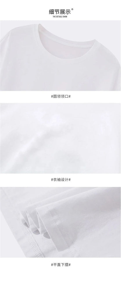 2PCS Unisex 100% Cotton White T-Shirts – Casual Loose Fit Short Sleeve Breathable Tees for Men & Women
