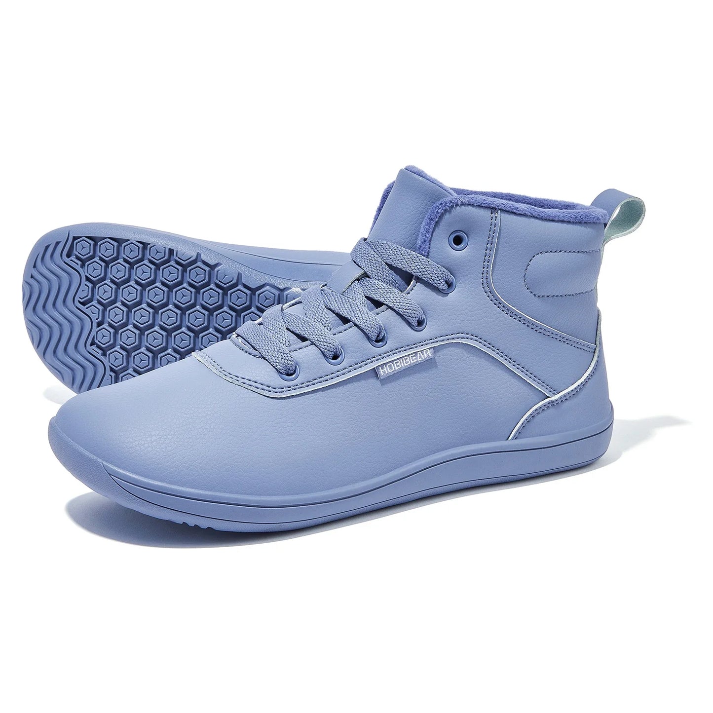 HOBIBEAR Unisex Winter Barefoot Shoes - Faux Fur Lined, Wide Toe Box, Lace-Up Ankle Sneakers in Artificial Leather