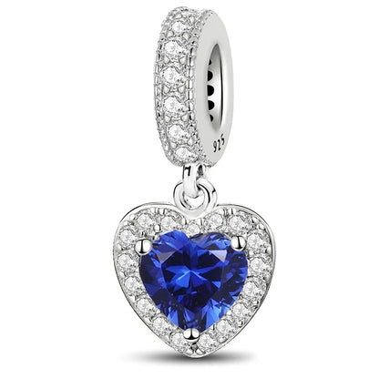 925 Sterling Silver Paw Heart Charm - Zircon Red Love Pendant Bead for DIY Bracelets & Women’s Fine Jewelry