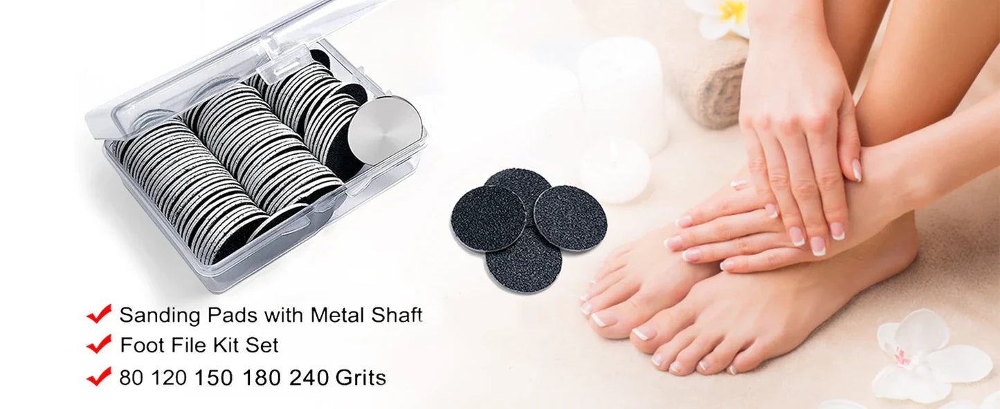 100-Piece Pedicure Sanding Paper Set — Replaceable Foot Callus Removal Discs with 1 Pedicure Disk Pad