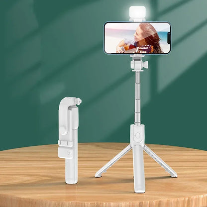 Extendable Bluetooth Selfie Stick Tripod – 700mm Telescopic Portable Phone Stand with Remote for Travel