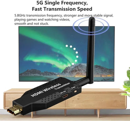 1080P 50M 5G Wireless HDMI Transmitter & Receiver – Audio Video Extender for PC, Camera to TV/Projector