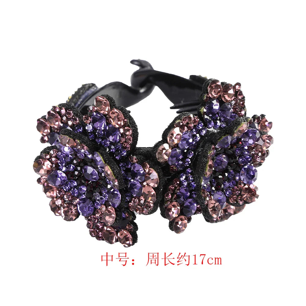AWAYTR Colorful Crystal Flower Hair Claw – Large Flower Crab Clamp Barrettes, Shark Clip Hair Accessories for Women