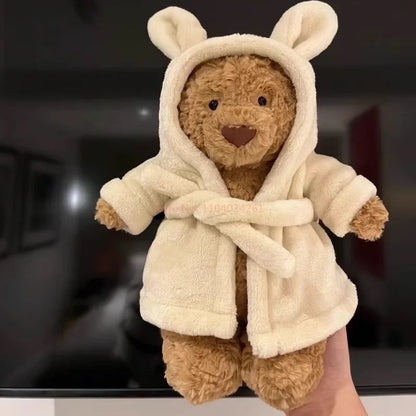 Jellycat Spot Barcelona Bathrobe Bear – Eggplant & Strawberry Bear Dolls, Cute Soothing Companion for Children's Festival Gifts