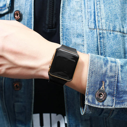 Digital LED Sport Watch – Square Electronic Wristwatch for Men & Women, Casual Silicone Fashion Watch