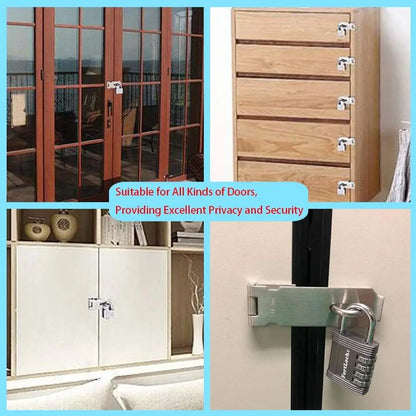 Stainless Steel Padlock Hasp Lock | 90° Right Angle Door Clasp, Shed Gate Latch, Burglar-Proof Household Bolt Buckle