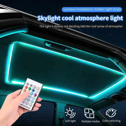 2026 Universal Car Sunroof LED Strip Light - APP & Remote Control USB Panoramic Roof Ambient Lighting