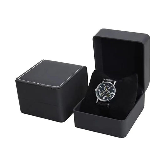 Lnofxas Black Single Watch Gift Box — PU Leather Wristwatch Display Case with Pillow, Organizer for Men