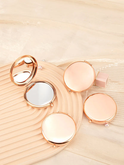 Double-Sided Round Compact Mirror - Portable Pocket Travel Makeup & Magnifying Beauty Mirror