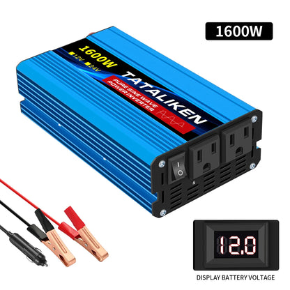Pure Sine Wave Inverter 5000–10000W – 12V DC to 110V AC Portable Solar & Car Power Converter