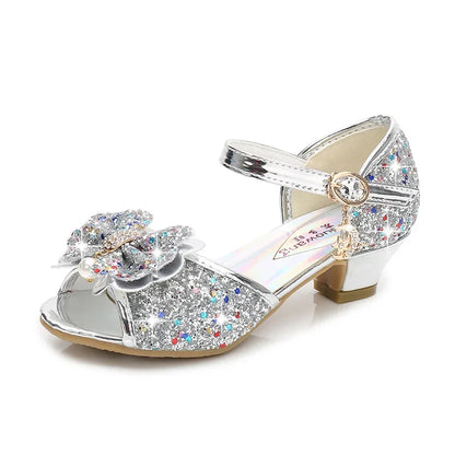 Children’s Princess Sandals - Girls’ Bowtie High Heel Wedding & Dress Shoes