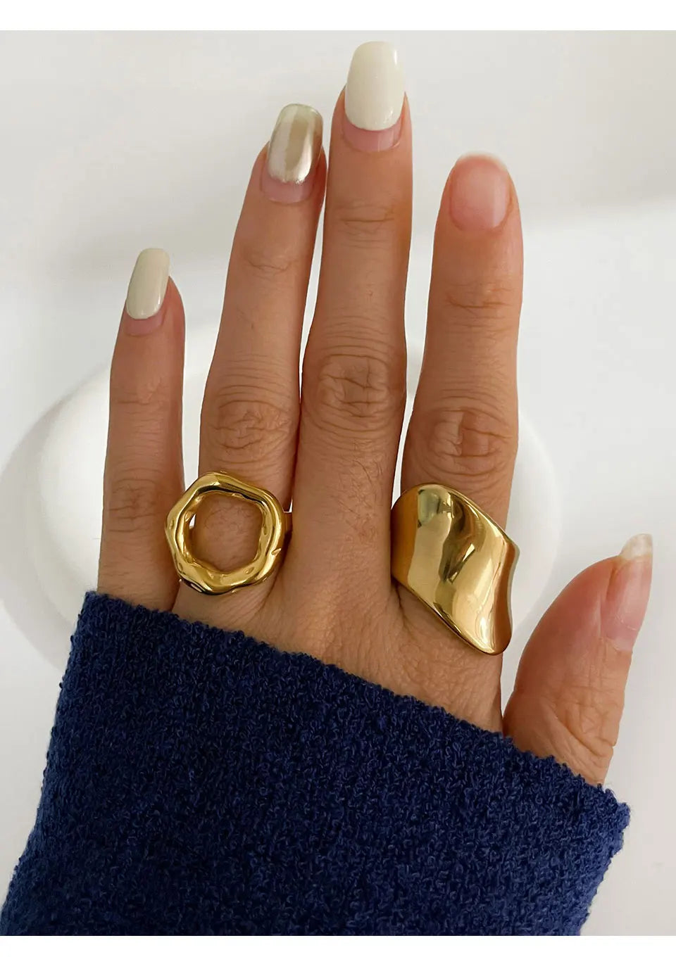 Peri'sbox Minimalist 18K Gold Plated Stainless Steel Ring – Anti-Tarnish Women’s Fashion Jewelry Gift