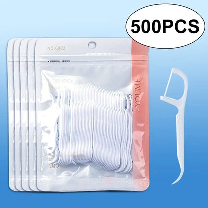 100/300/500PCS Disposable Dental Floss Sticks - Interdental Cleaning for Daily Oral Care, Portable Flosser