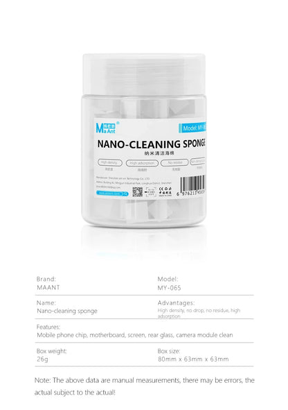 MaAnt MY-065 Nano Cleaning Sponge – Dust-Free Wipes for Phone Screens, Camera, PCB Flux & Glue Removal