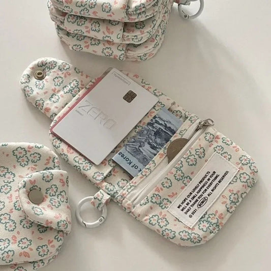 Korean Fashion Floral Coin Purse: Cute Student Wallet & Card Holder for Girls - Portable & Stylish Storage Bag