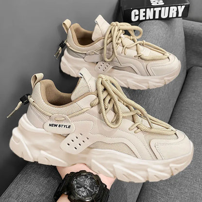 Men's Breathable Casual Sneakers - Thick Soled Soft Soles Tennis Shoes for Outdoor Running & Comfort