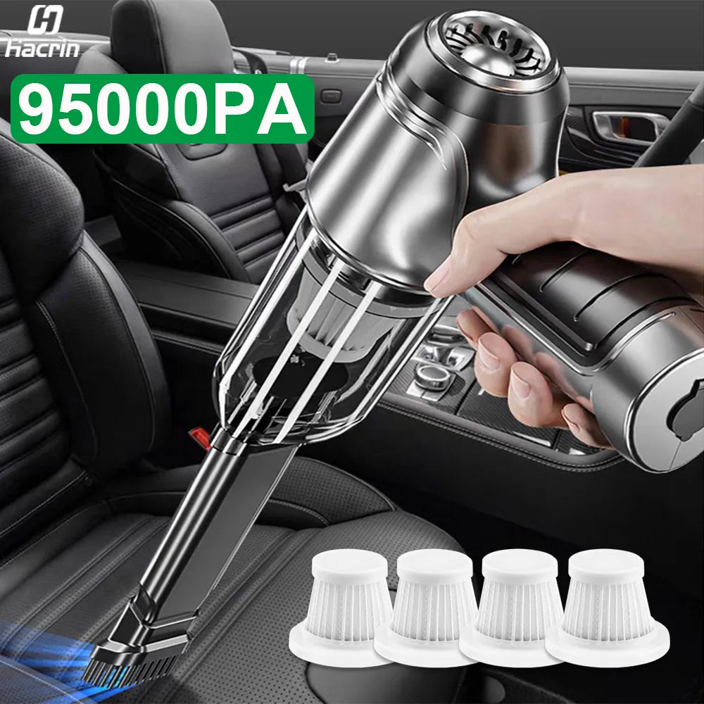 Powerful 2-in-1 Car Vacuum Cleaner: 95000PA Strong Suction Handheld Wireless Vacuum Cleaner Blower - Portable Cleaning Solution for Car and Home