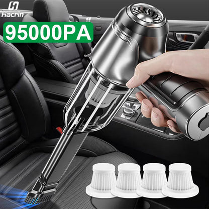 Powerful 2-in-1 Car Vacuum Cleaner: 95000PA Strong Suction Handheld Wireless Vacuum Cleaner Blower - Portable Cleaning Solution for Car and Home