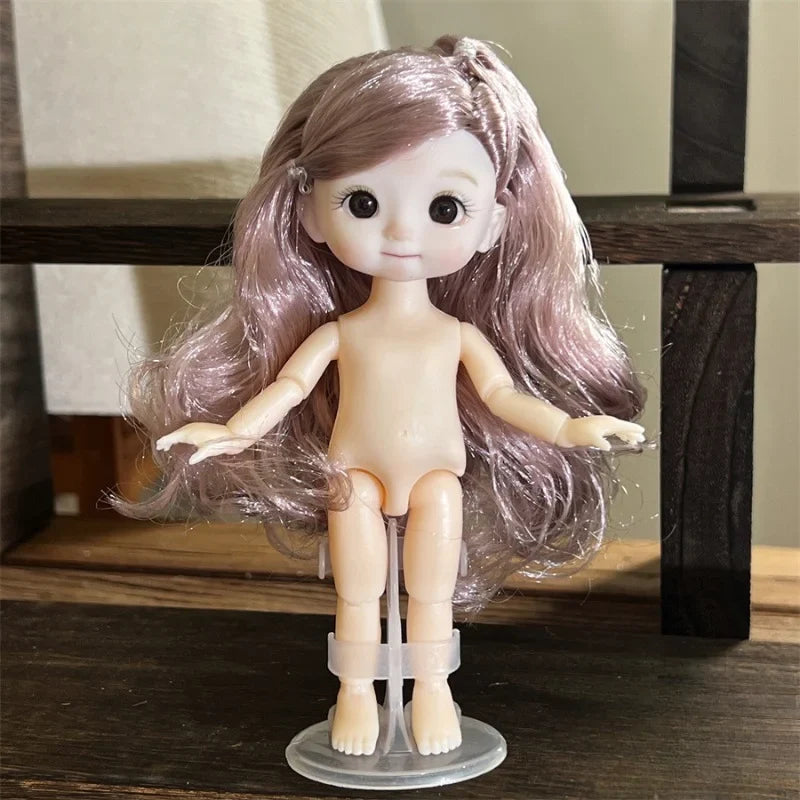 16CM Articulated Doll — 3D Simulation Eyes, 13-Joint Multi-Expression Little Girl Toy