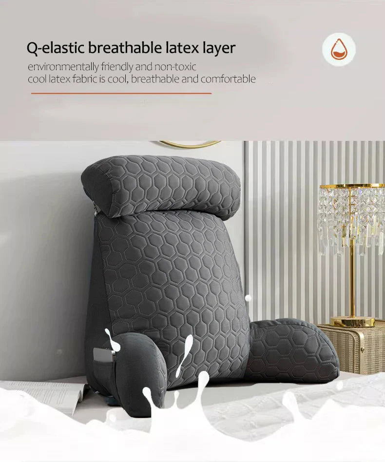 Triangle Reading Pillow – Cooling Latex Wedge Cushion, Removable & Washable Backrest for Sofa & Bed