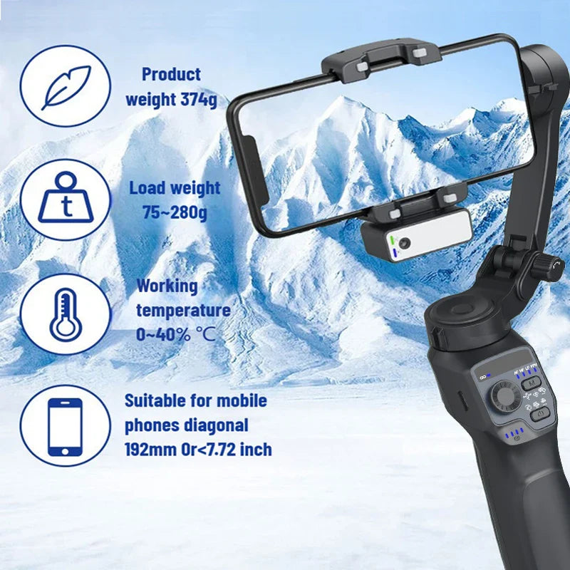 3-Axis Mobile Gimbal Stabilizer – Phone Video Recorder with Face & Object Tracking for Android & iPhone