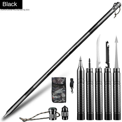Professional Outdoor Mountaineering Stick – Multi-Function Metal Hiking & Survival Tool for Camping, Travel, and Self-Defense