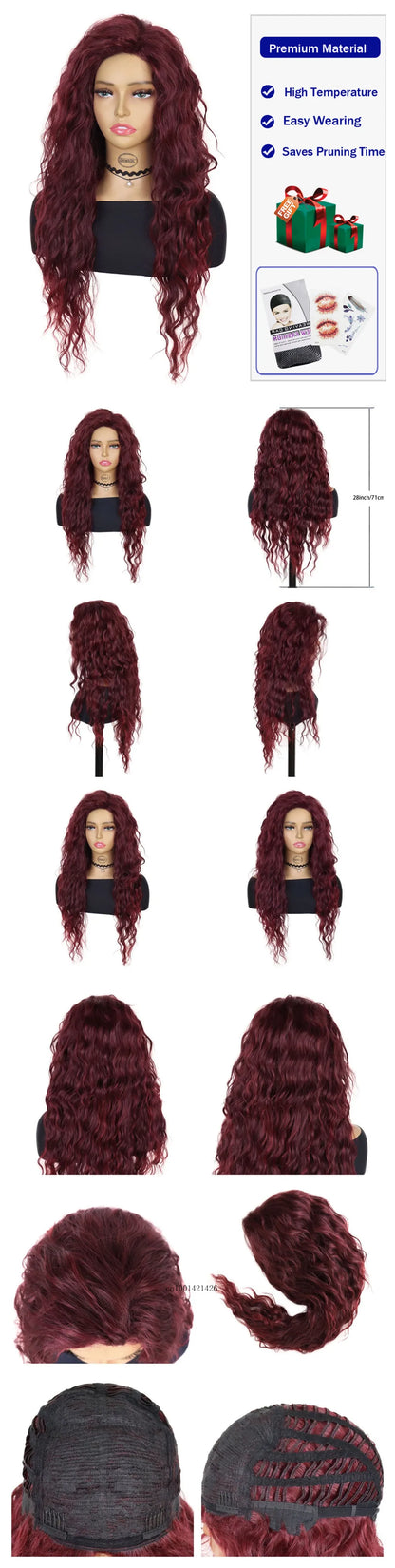 Ash Blonde Synthetic Wig – 26" Long Curly Ombre Hair, Fluffy Wave Wig for Women, Costume & Party Wig