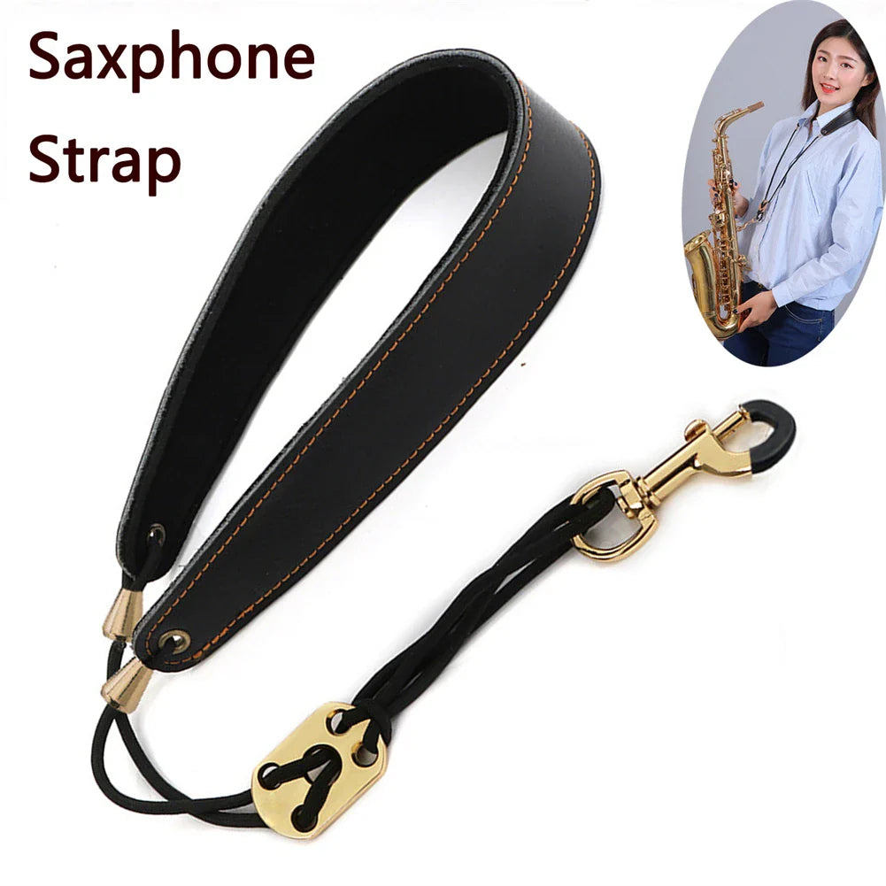 Leather Saxophone Strap: Lanyard Neck Protection for Soprano/Tenor/Alto/Baritone Sax - Musical Instrument Accessory