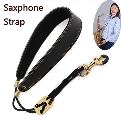 Leather Saxophone Strap: Lanyard Neck Protection for Soprano/Tenor/Alto/Baritone Sax - Musical Instrument Accessory