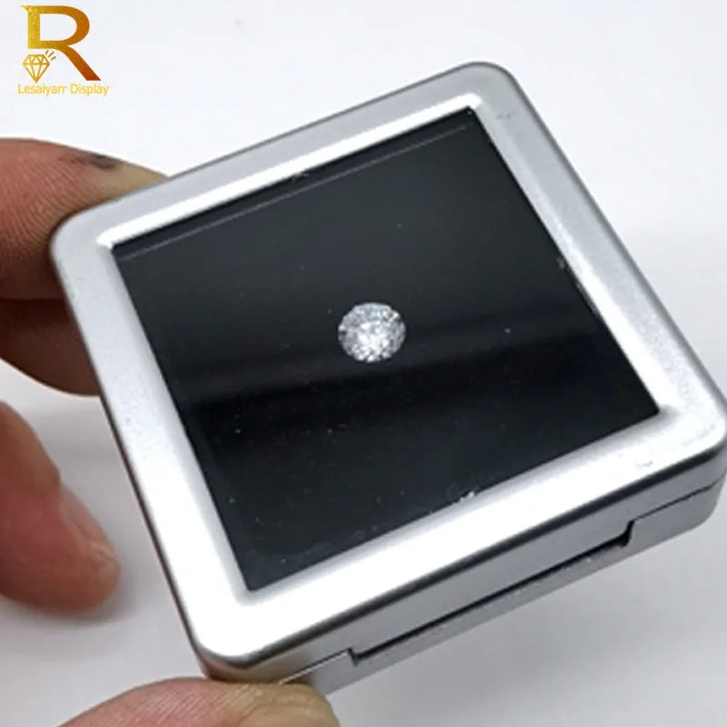 PU Leather Loose Diamond & Gemstone Display Box – Jewelry Storage Organizer Case with Black/White Pad for Beads, Pendants & Stones