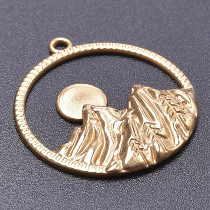 6pcs Real Gold-Plated Sun Charms - Stainless Steel Jewelry Making Pendants, Heart, Moon & Sunshine Design