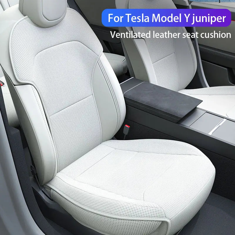 Tesla Model Y Juniper 2025-2026 Ventilated Leather Seat Cushion Cover – Breathable Comfort Interior Accessory