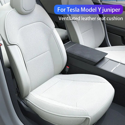 Tesla Model Y Juniper 2025-2026 Ventilated Leather Seat Cushion Cover – Breathable Comfort Interior Accessory
