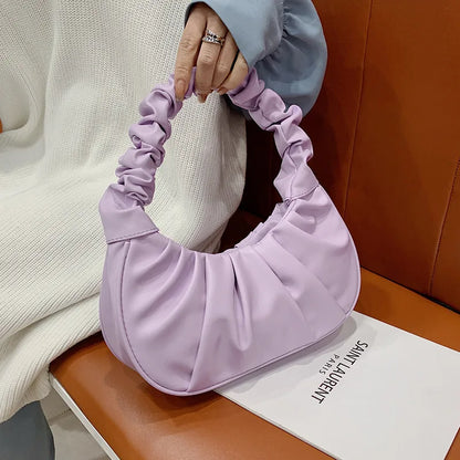 Fashion Pleated Cloud Handbag for Women – PU Leather Shoulder Bag, Casual Armpit Bag & Shopping Tote