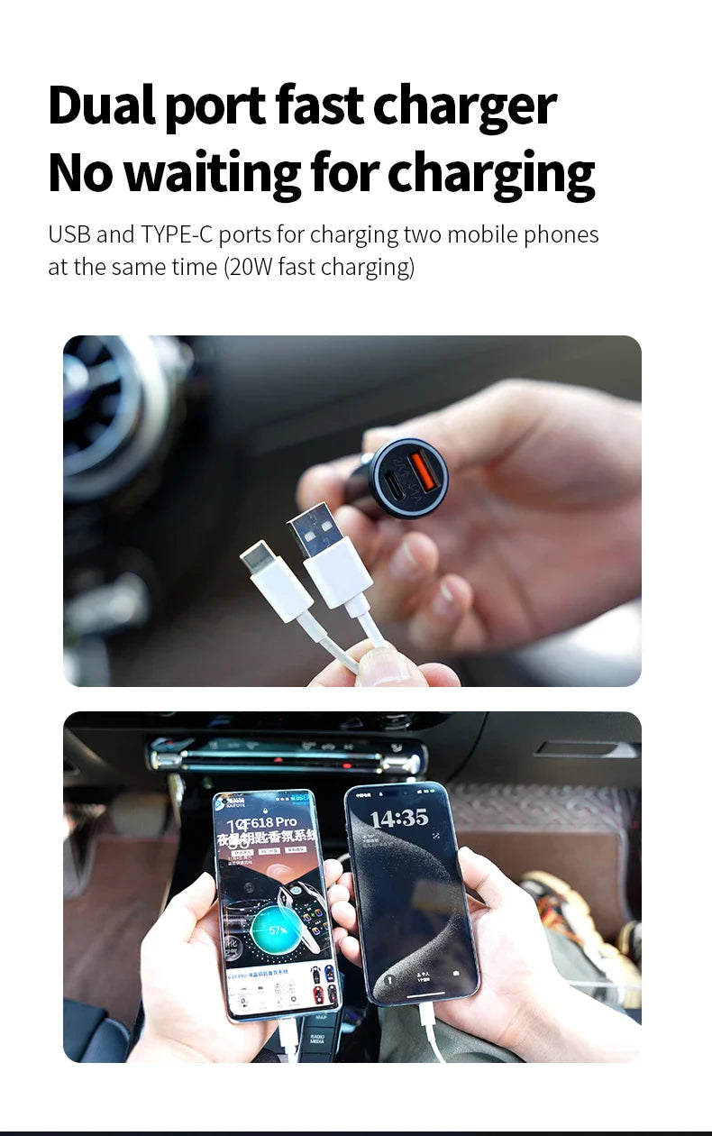 AP200 20W Mini Universal OBD GPS Tracker – Hidden Cigarette Lighter USB-C Adapter with Apple Official App Compatibility