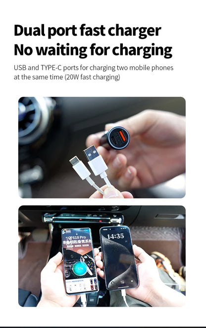 AP200 20W Mini Universal OBD GPS Tracker – Hidden Cigarette Lighter USB-C Adapter with Apple Official App Compatibility