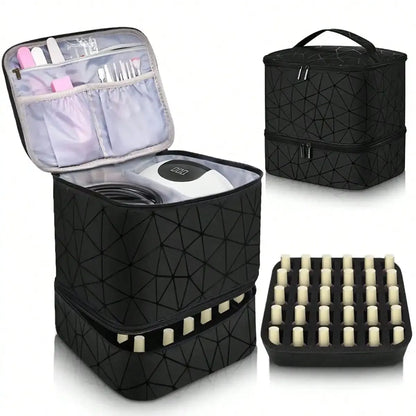 Women's Portable Double-Layer Nail Polish & Essential Oil Storage Bag – Multi-Function Organizer for Travel