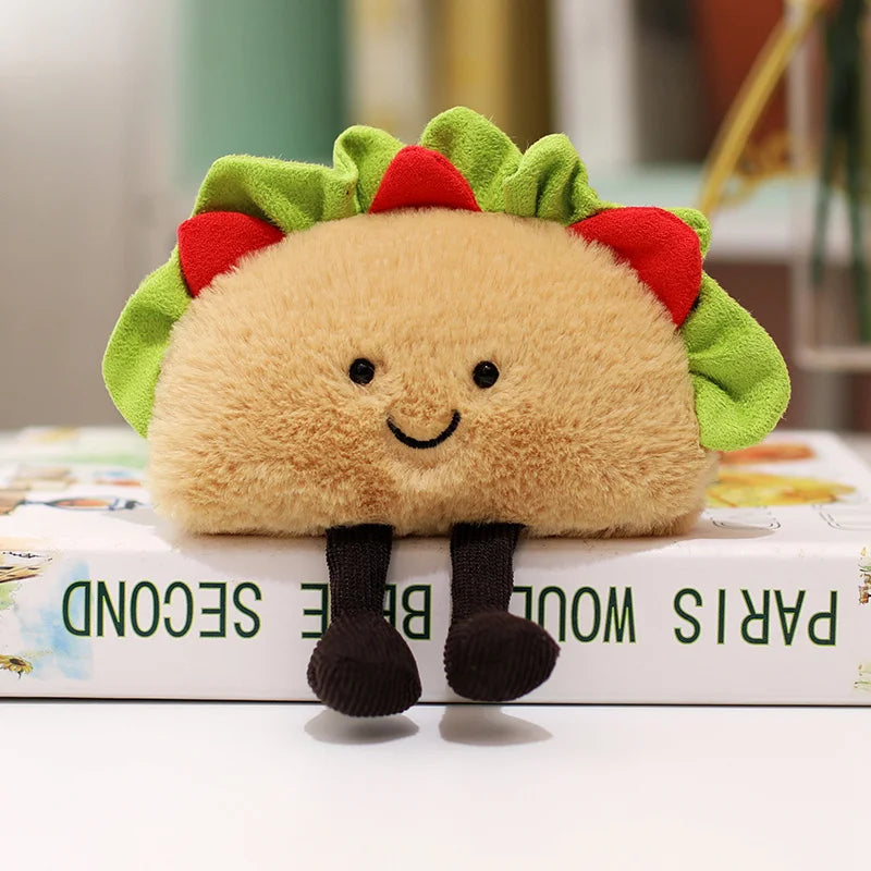 15cm Cute Cartoon Hamburger & Taco Plush Toy – Soft Fluffy Stuffed Doll, Creative Kids Gift for Birthday & Holidays