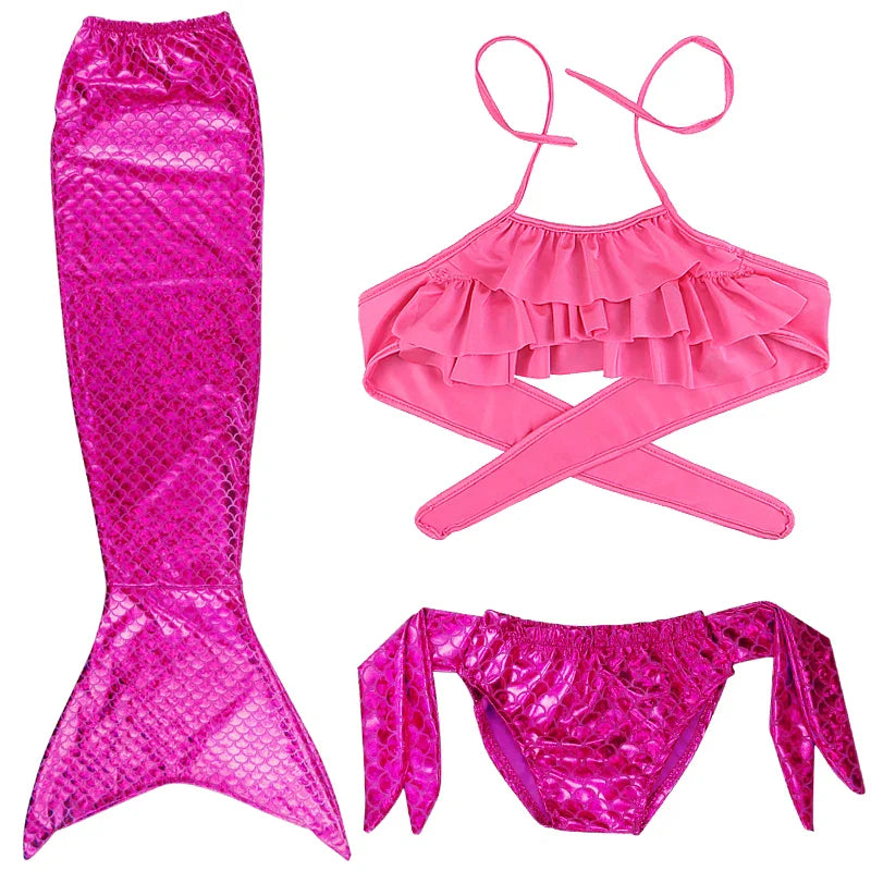 Cosplay Mermaid Tail Costume for Kids — Elastic Swimwear for Girls, Quick-Dry Swimming & Party Use