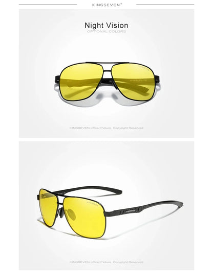 KINGSEVEN Polarized Pilot Sunglasses – UV400 HD Lens Aluminum Frame Photochromic Night Vision Eyewear for Men & Women
