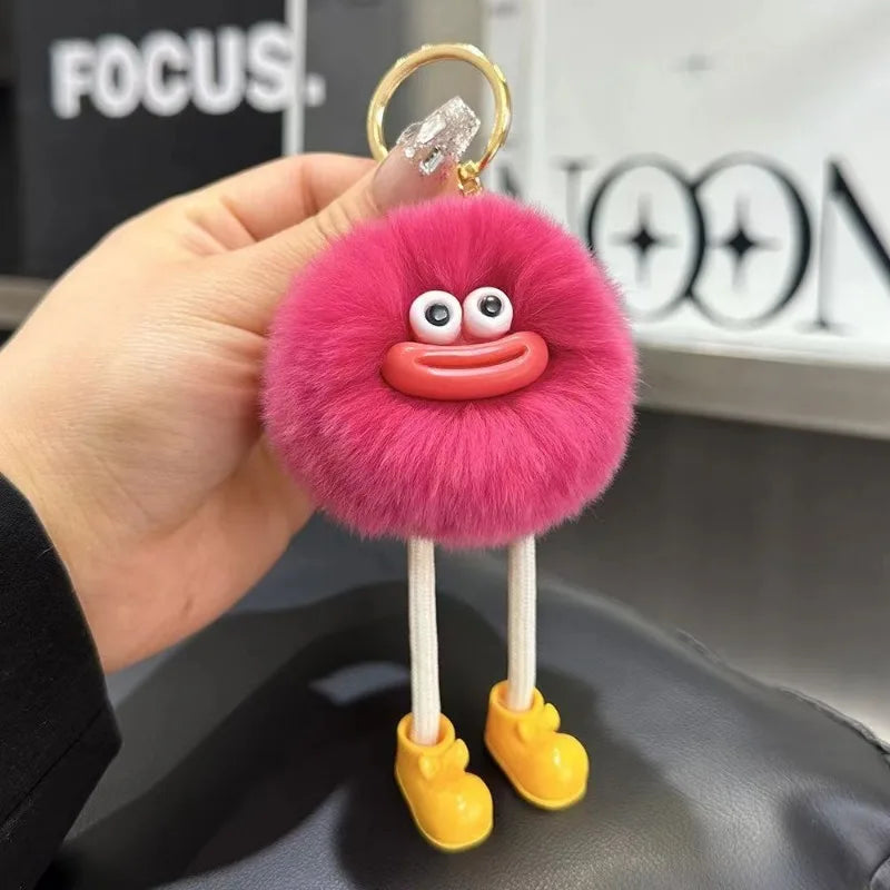 Cute Big Eyes Plush Keychain – Cartoon Briquettes Car & Bag Pendant Style