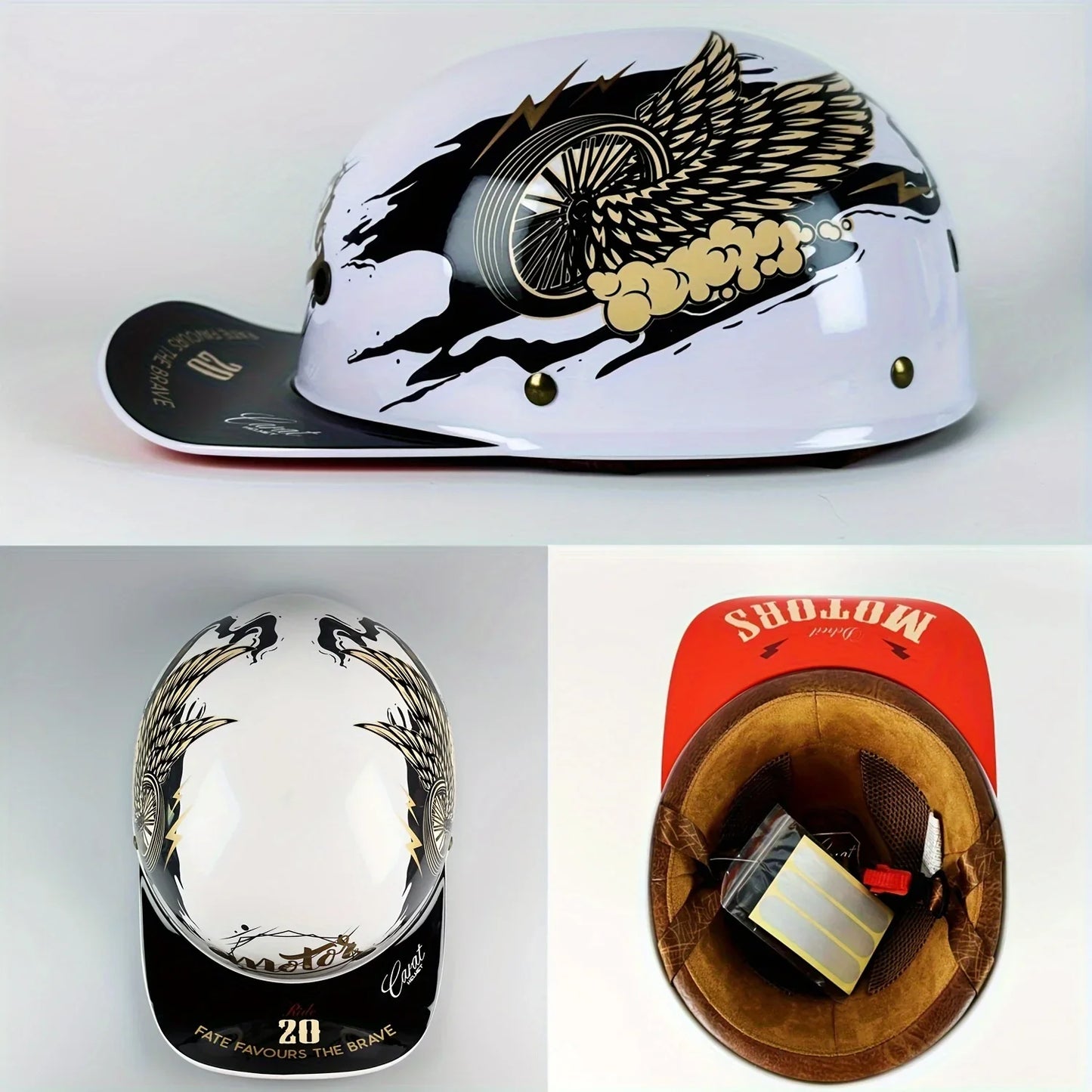 Retro Motorcycle Helmet for Men – Half Face Moto Helmet with Baseball Cap Design, DOT Certified Cycling Capacete De Moto