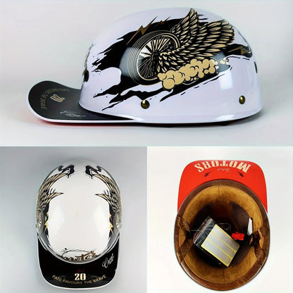 Retro Motorcycle Helmet for Men – Half Face Moto Helmet with Baseball Cap Design, DOT Certified Cycling Capacete De Moto