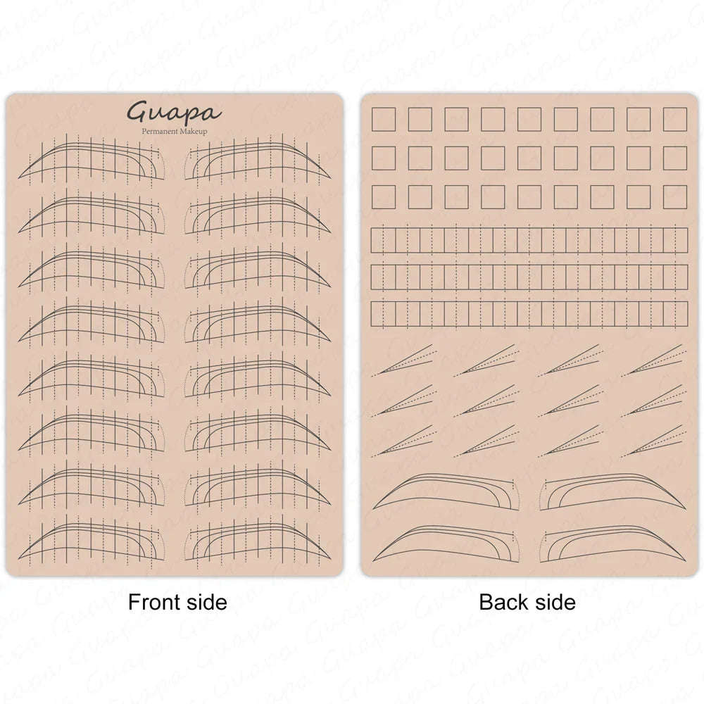 Silicone Practice Skin for Permanent Makeup — Double-Sided Latex Sheet with Brows Design for Hair Stroke Training