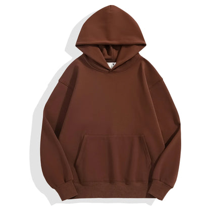 480gsm Heavyweight Cotton Fleece Hoodie – Unisex Plus Velvet Thick Pullover Sweatshirt with Hood