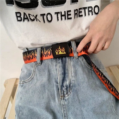 Punk Style Flame Belt – Trendy Hip-Hop Streetwear Accessory, Durable Unisex Fashion Decoration for Men & Women
