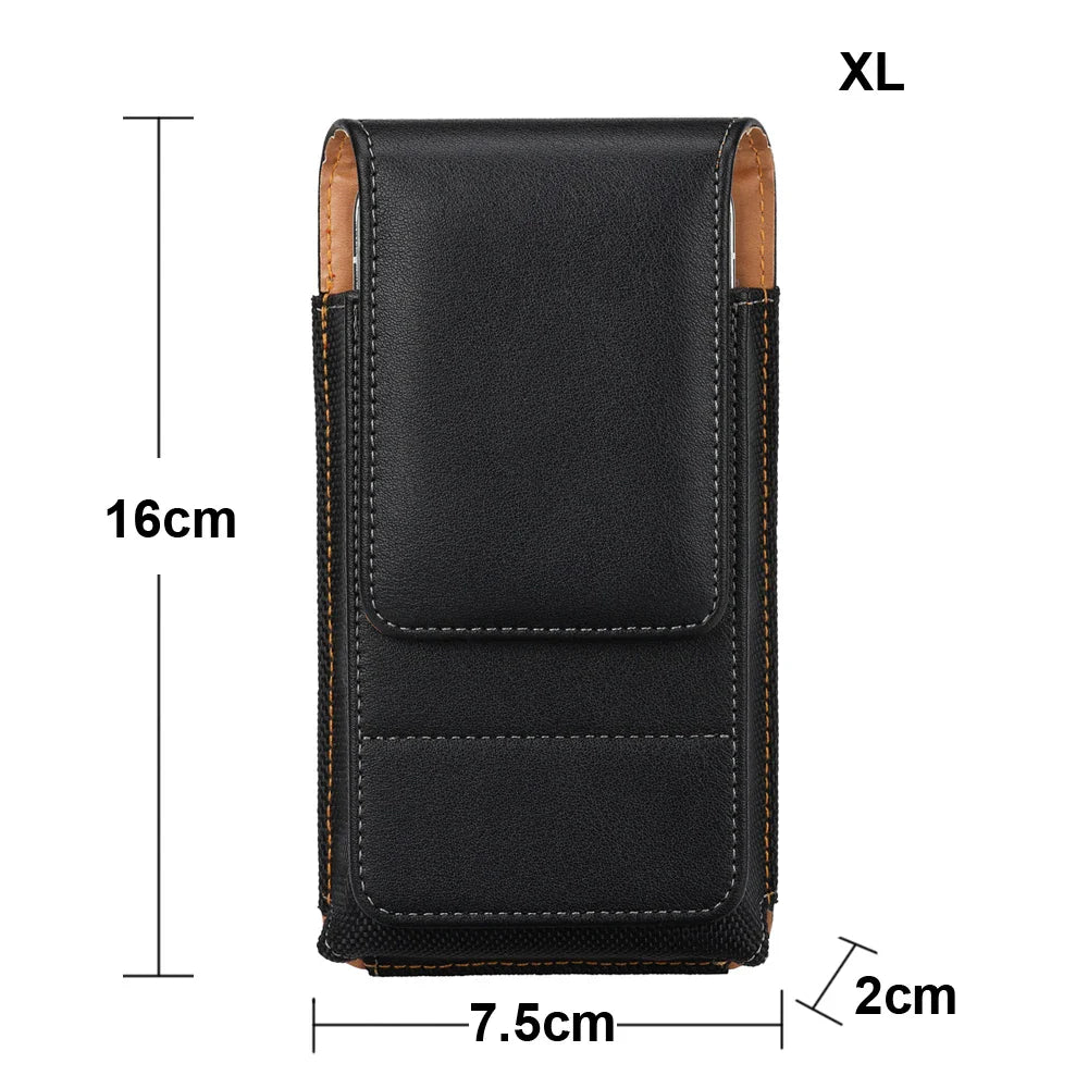Universal Magnetic Leather Phone Belt Clip Case – 360° Rotating Waist Holster for iPhone, Samsung & Xiaomi