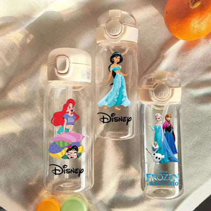 600/400ML Mermaid Princess Water Cup – Portable Transparent Plastic Sport Bottle for Kids